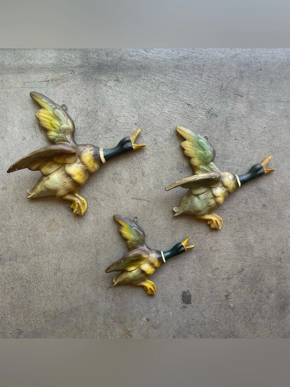 Vintage Devon Ware Kahane Painted Chalkware Wall Ducks 1950's